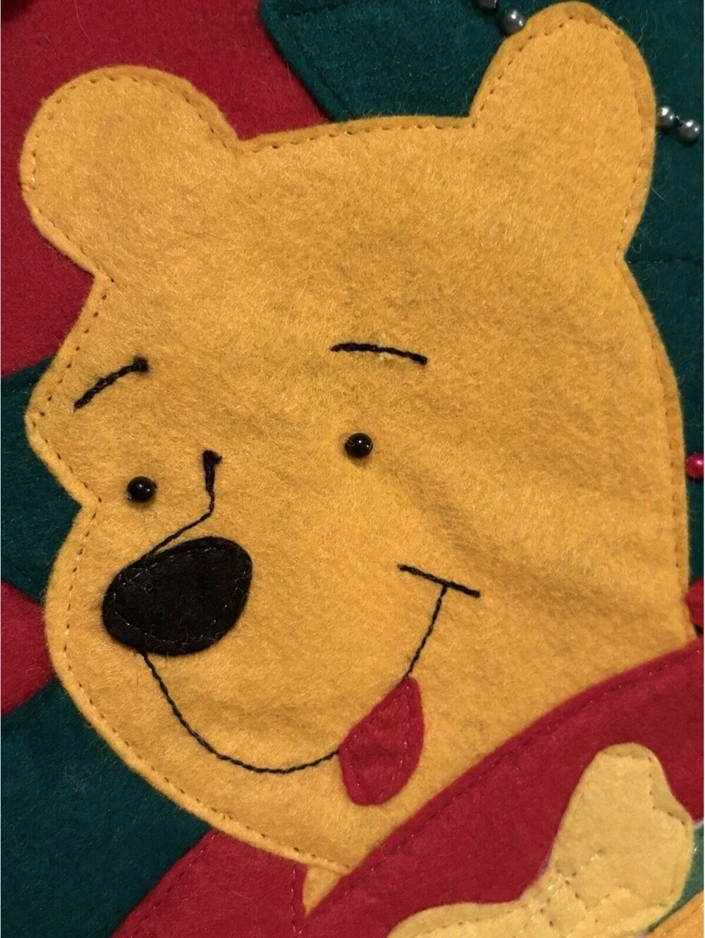 90’s Disney Store Winnie The Pooh Christmas Stocking 21” Felt Appliqué 3D